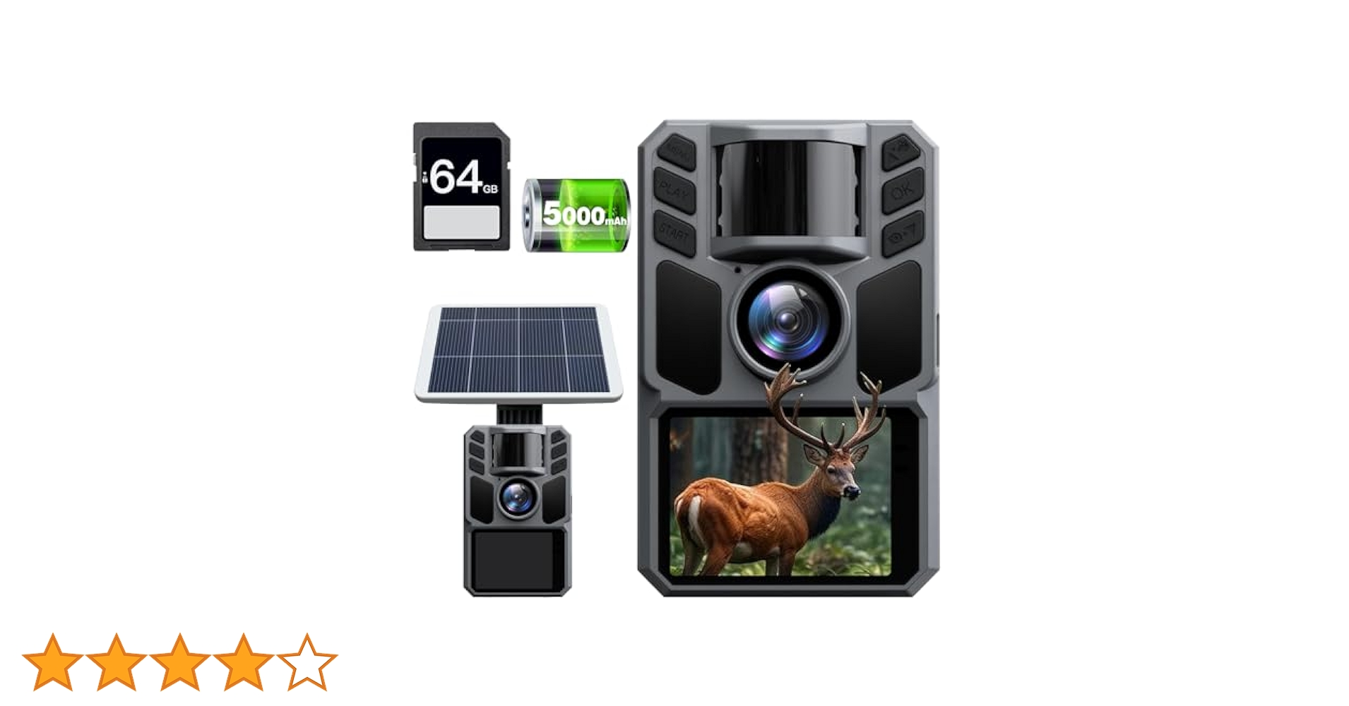Amazon.co.jp: FKPCAM トレイルカメラ ソーラー式 野生動物監視